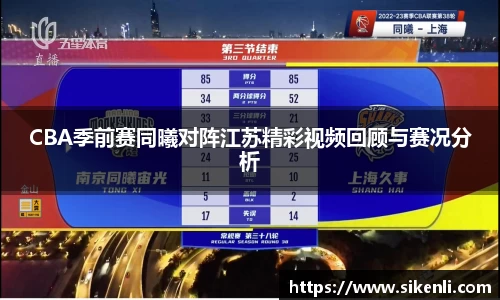 CBA季前赛同曦对阵江苏精彩视频回顾与赛况分析